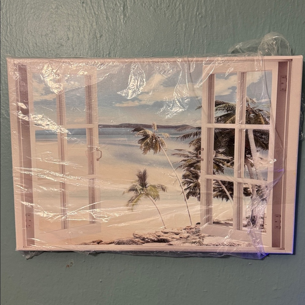 Tropical Beach Window Canvas Art
